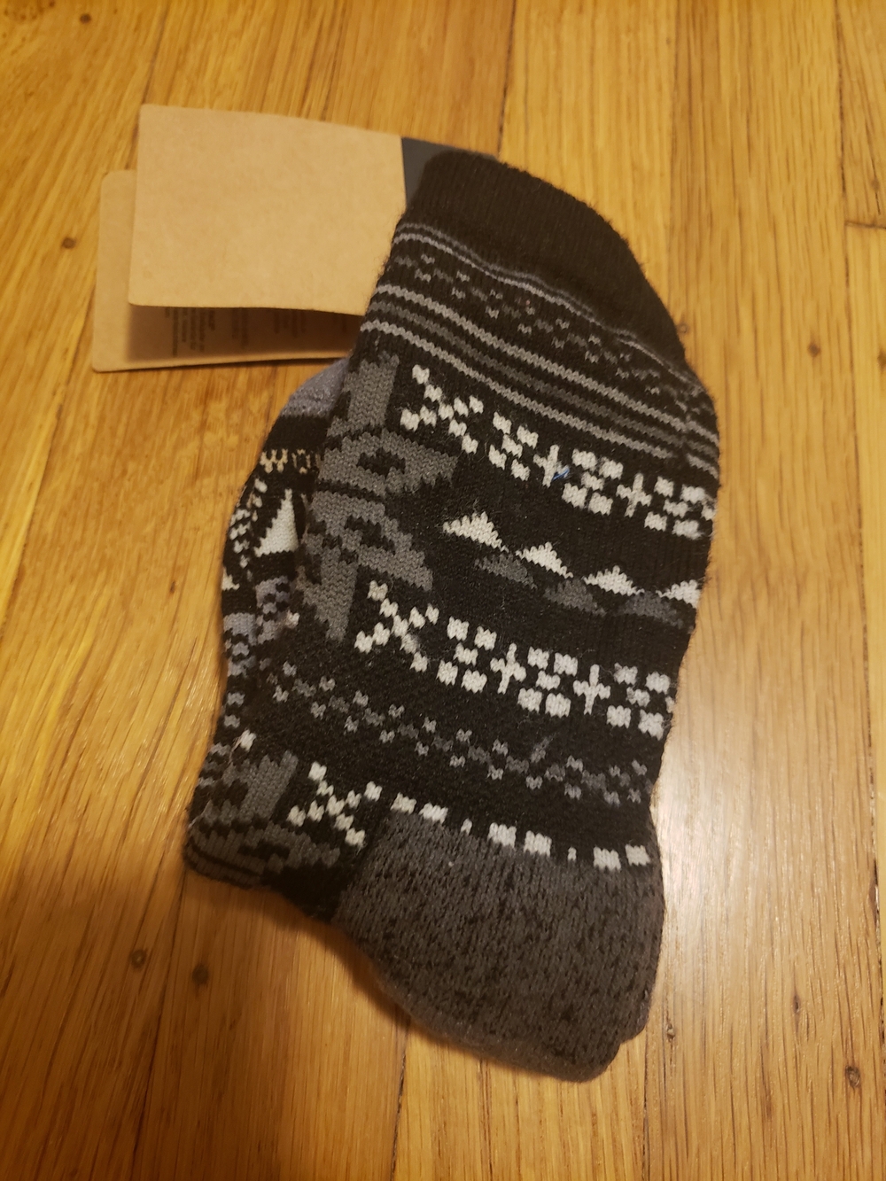 Smartwool Women's Everyday Full Cushion Cozy Lodge Crew Black Gray Snowflake S